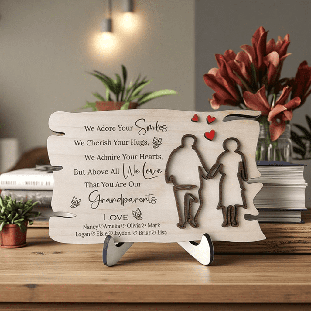Personalized wooden couple silhouette plaque with puzzle edge design for anniversary wedding and love gift
