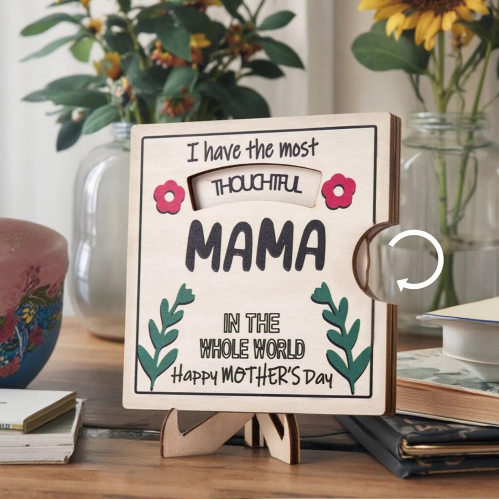 wooden sliding message plaque with pull-out design, personalized grandma gift, interactive Mother’s Day wooden keepsake