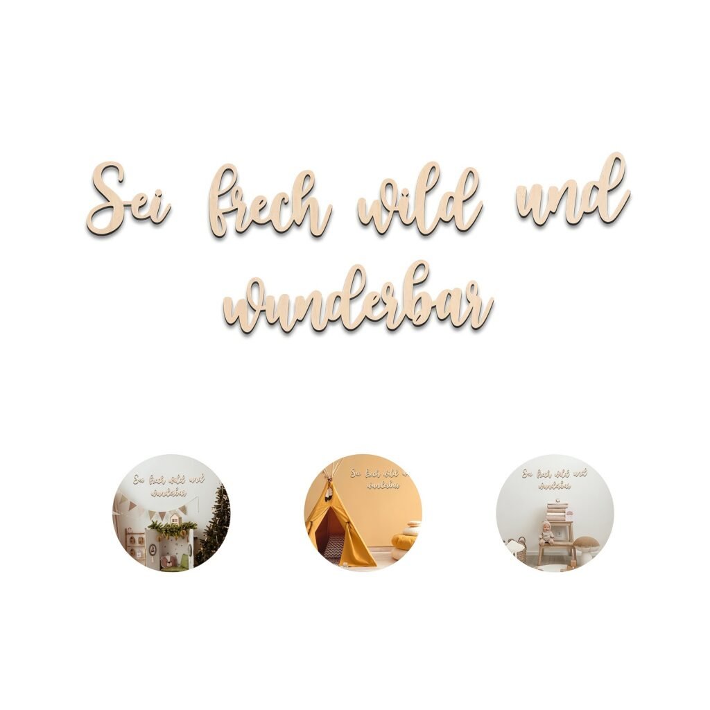 Wooden kids room wall sign with German quote