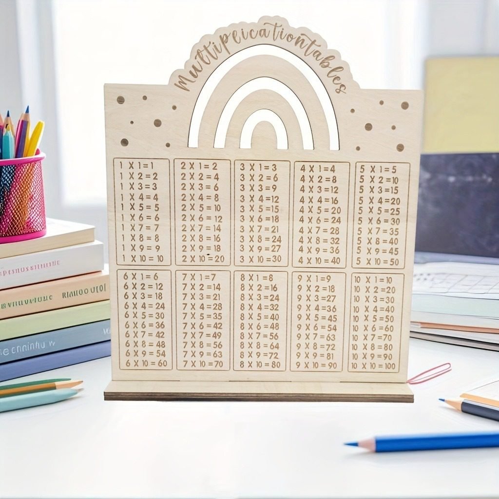 Wooden multiplication table board for kids learning math practice and early education activities