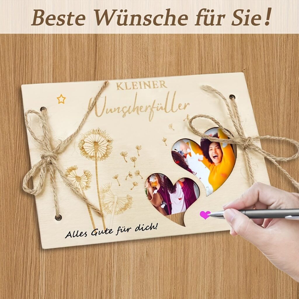 Wooden wish money gift holder with heart cutouts