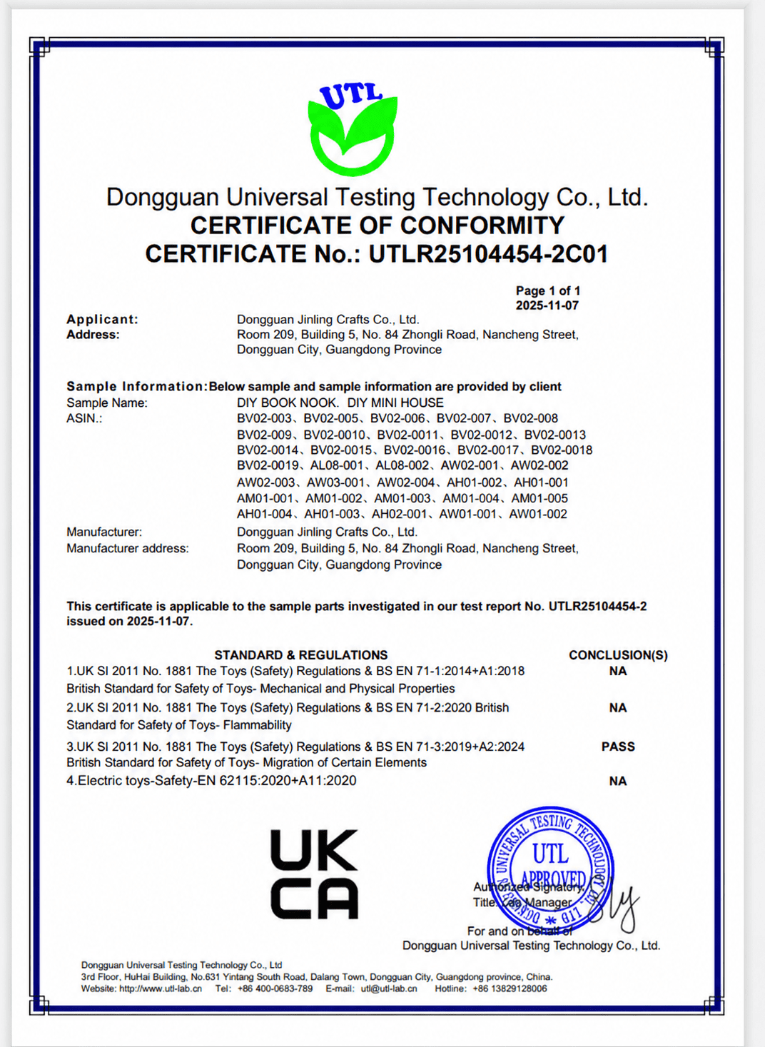 UKCA Certificate