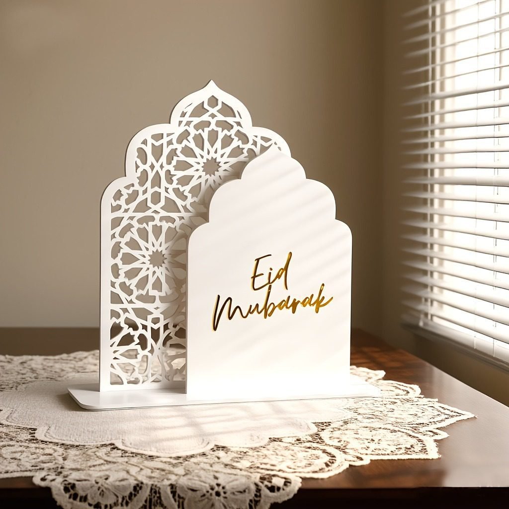 Eid Mubarak acrylic table sign in black and white