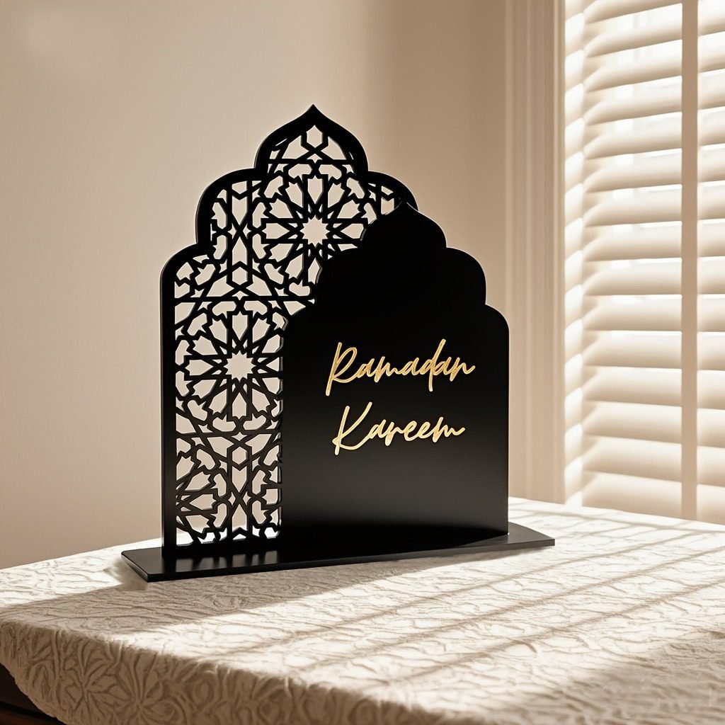 Black and white acrylic Eid Mubarak table decoration