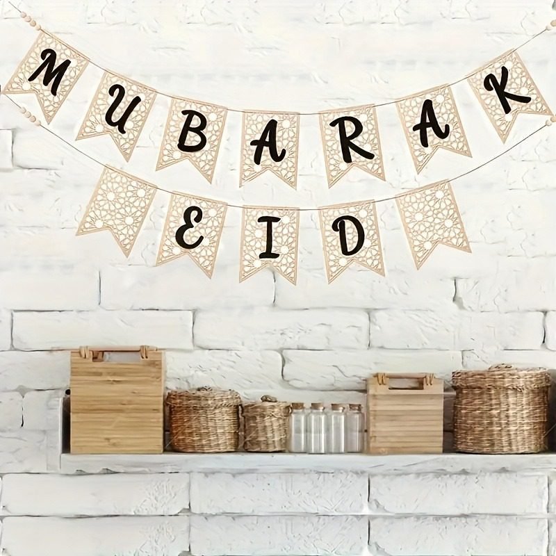 Custom wooden Eid Mubarak banner for wholesale buyers