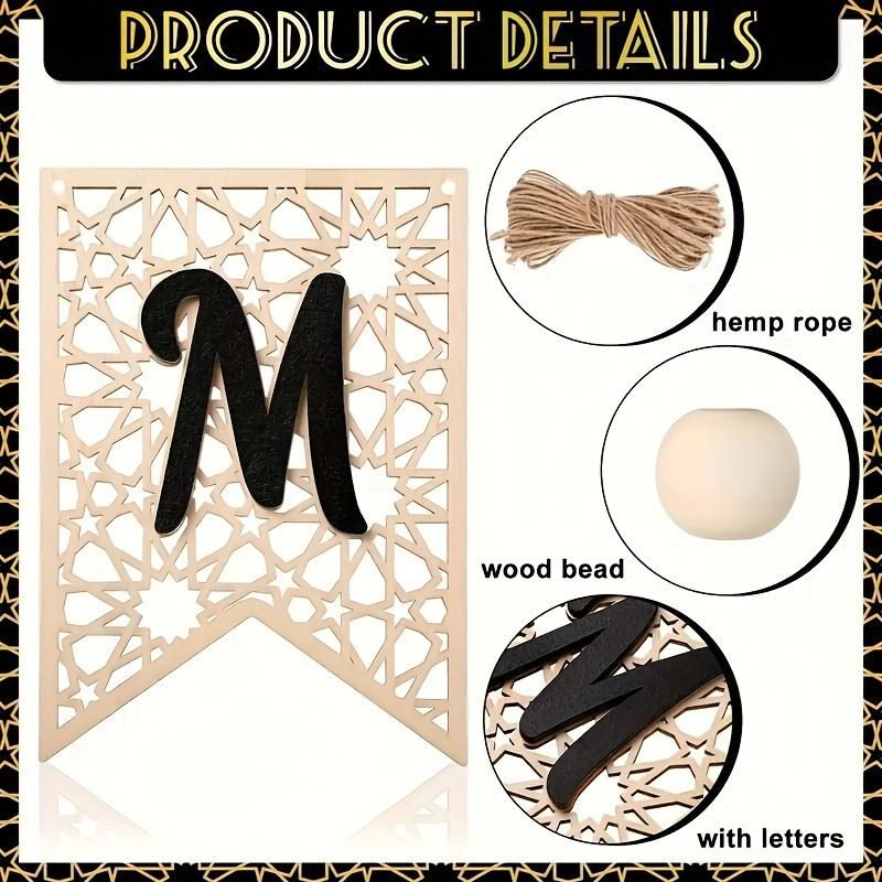 OEM Ramadan Eid wooden banner for Islamic gift brands from wooden crafts factory