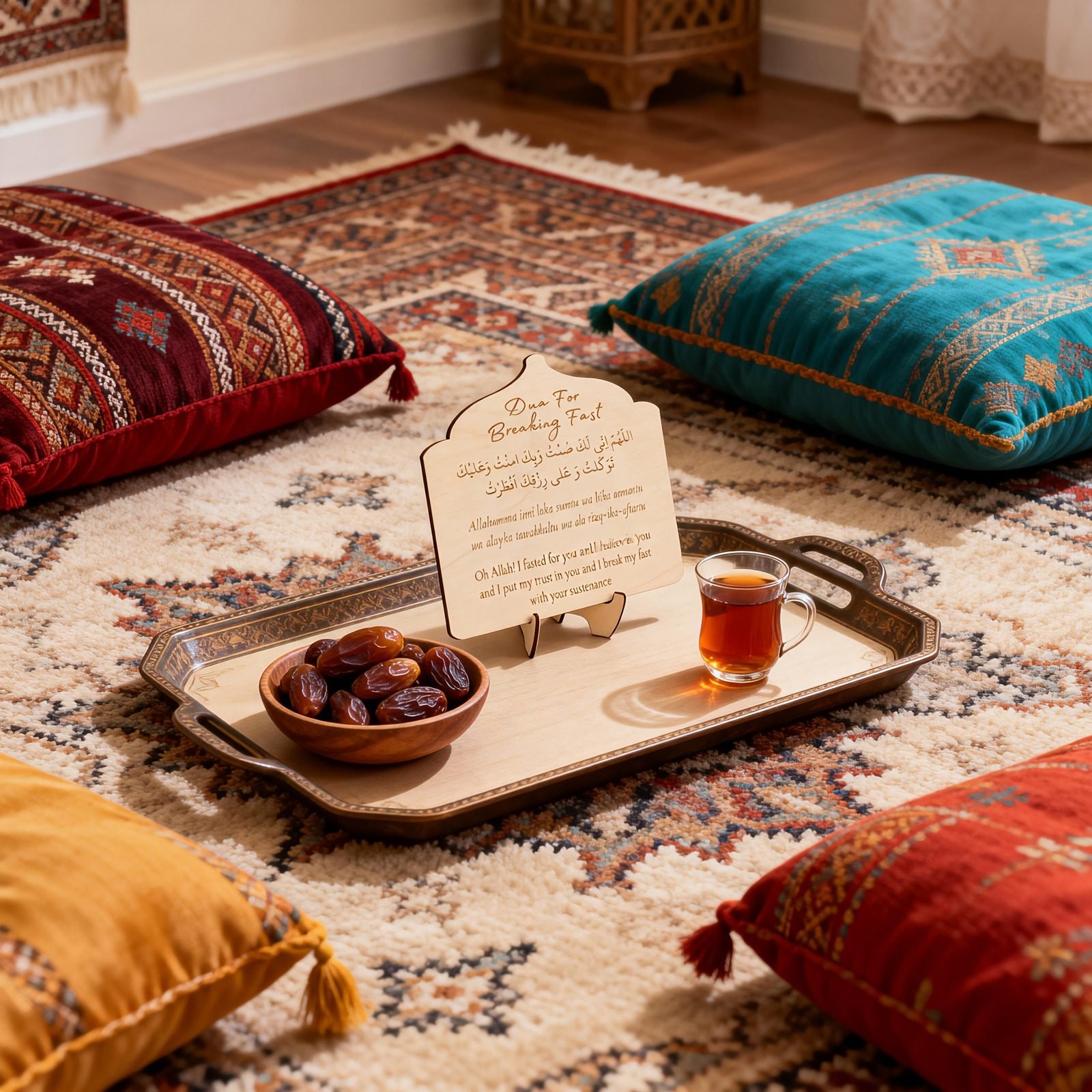 Dua For Breaking Fast wooden Iftar table sign