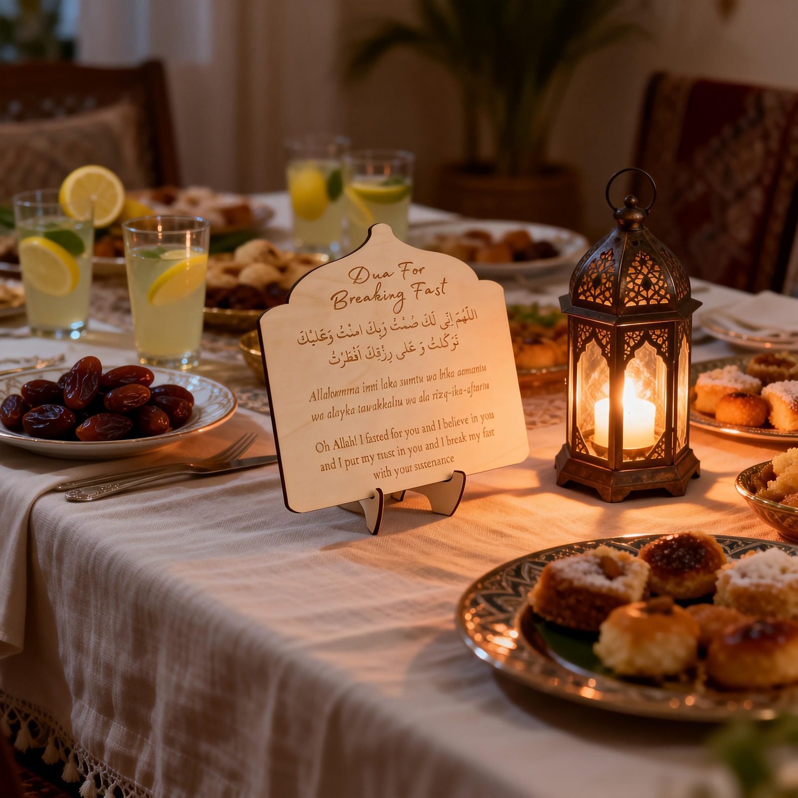 Ramadan Dua wooden table sign for breaking fast