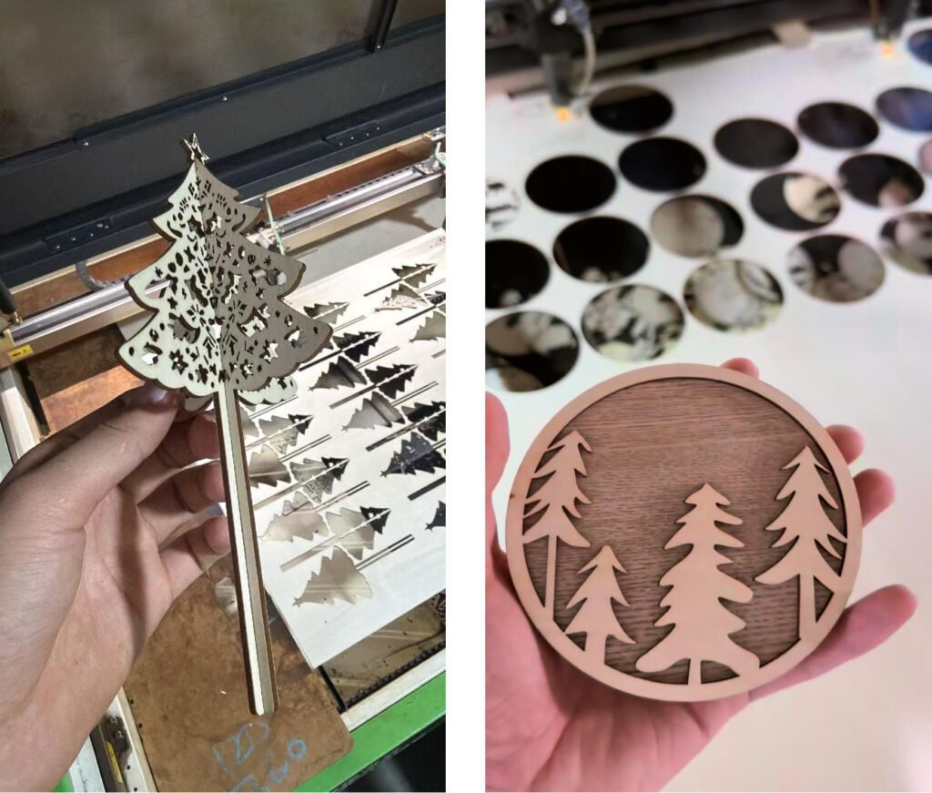 laser cut wooden Christmas decorations OEM production process