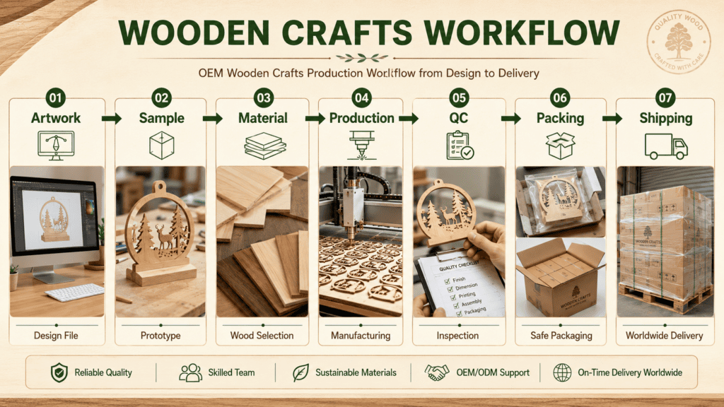 Custom wooden crafts production and shipping timeline for wholesale orders